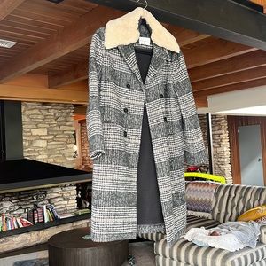 Sandro paris wool and shearling coat